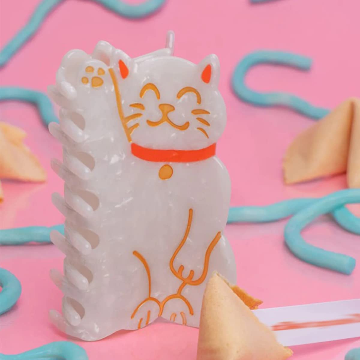 Lucky Cat Hair Clips,Cellulose Acetate Hair Clips,Small Claw Clips for Girl,Hair Accessories