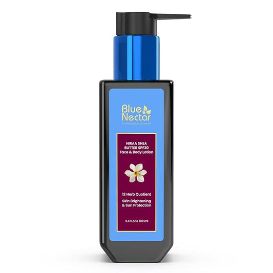 Blue Nectar Cocoa Butter Nargis Body Sunscreen Lotion with SPF 30 PA ++ - No Parabens, Silicones, Mineral Oil, Color (10 Herbs, 3.38 Fl oz)