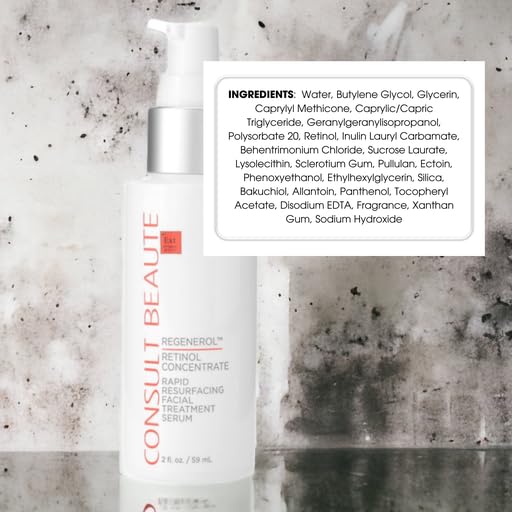 Consult Beaute - Regenerol - Retinol Serum for Face - Rapid Resurfacing Facial Treatment Concentrate - Resurface Skin Texture - Visibly Reduce Appearance of Fine Lines and Deep Wrinkles - 2 FL.Oz.