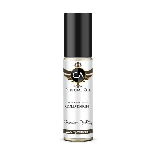 CA Perfume Impression of Gold Knight for Men Perfume Oil Amber Woody Scent Long Lasting Cologne for Men Travel Size TSA Ready Mini Parfum Body Oil Roll-on 0.33 Fl Oz 10ml