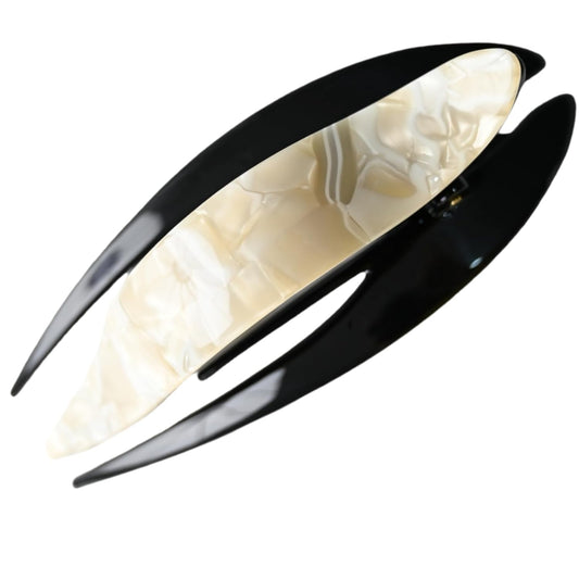 Handmade Celluloid French Design Tortoise Shell Barrettes Side-slide Opening Duck Luxury Fashion Accessories Hair Clip Claw for Women (marble white)