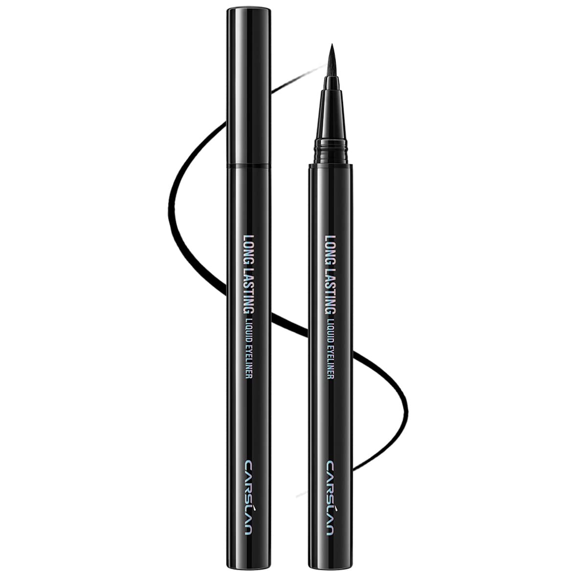 CARSLAN Liquid Eyeliner, Black Eyeliner Liquid Liner, 12H Longlasting Eyeliners, Waterproof & Smudgeproof High Pigmented Eyeliners for Eye Makeup, Black, 2count