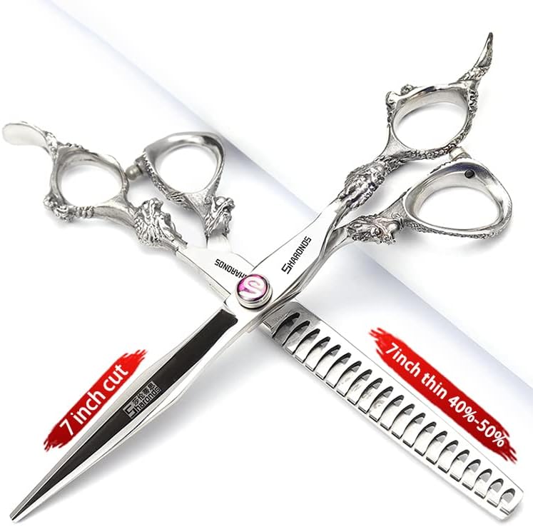 Gold Dragon Professional Hairdressing Scissors - 7 Inch 2-Piece Set, Gold and Black