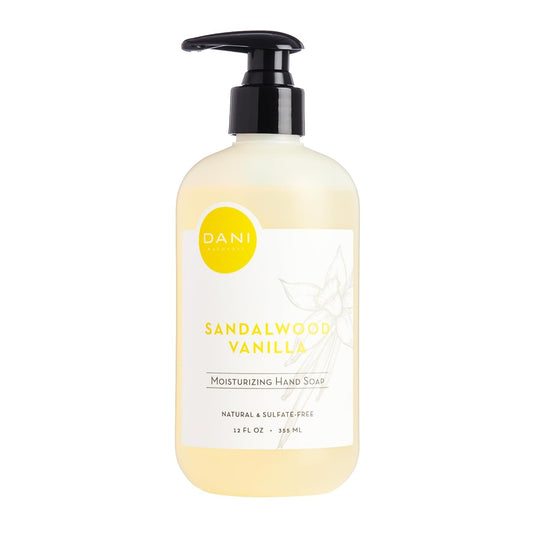 DANI Naturals Moisturizing Hand Soap – Sandalwood Vanilla Scent, Hydrating, Sulfate-Free & Paraben-Free, 12 Oz Bottle with Pump, Gentle Cleansing for Dry Skin