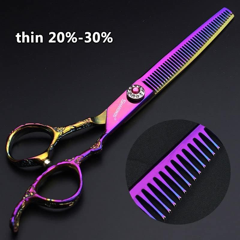 6/7/8 inch Cutting Thinning Styling Tool Rainbow Hair Scissors Professional Hairdresser Hairdresser Scissors Set (7-inch 3pc-B)