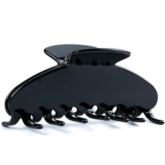 MAORULU Cute Claw Clip for Women – 4'' Large Acetate Hair Clips for Thick Thin Curly Long Hair, Durable Hair Clamps Non-slip Jaw Clip, Strong Hold, Stylish French Design (Solid Black)