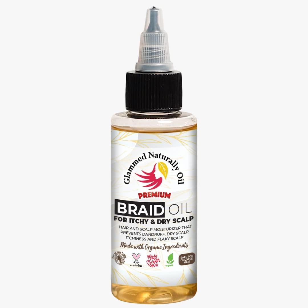 Glammed Naturally - Braid Oil for Itchy Scalp and Dry Scalp, Braid Care Oil for Dandruff, Lice and Thinning Edges, 2 oz
