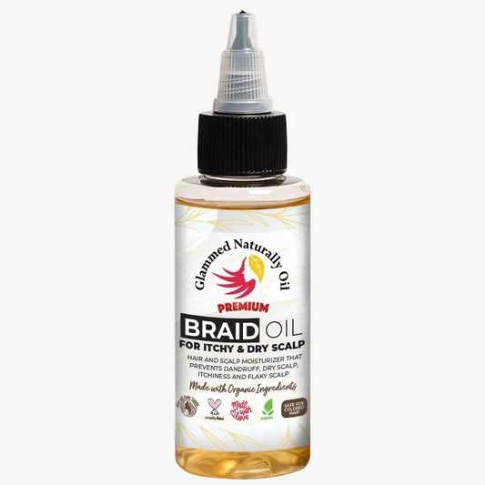 Glammed Naturally - Braid Oil for Itchy Scalp and Dry Scalp, Braid Care Oil for Dandruff, Lice and Thinning Edges, 2 oz