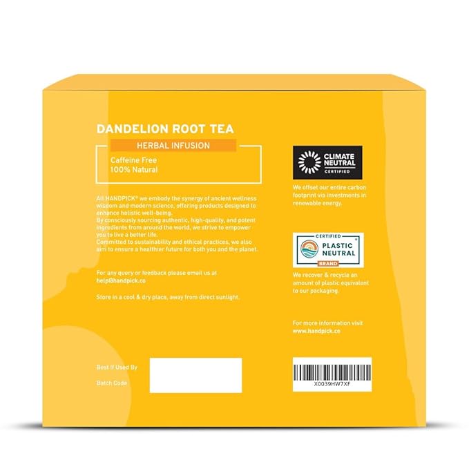 HANDPICK, Dandelion Root & Leaf Tea Bags (100 Herbal Tea Bags) Caffeine-Free Herbal Blend | Eco-Conscious Teabags | Direct from Source