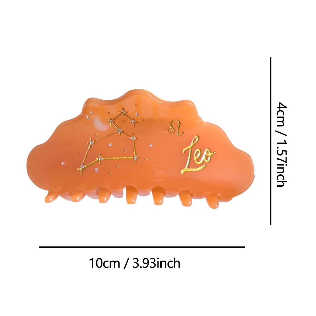 Fantasy Leo Sign Hair Clips,Novelty Acetate Claw Clip,Zodiac Hair Clips for Women,Orange
