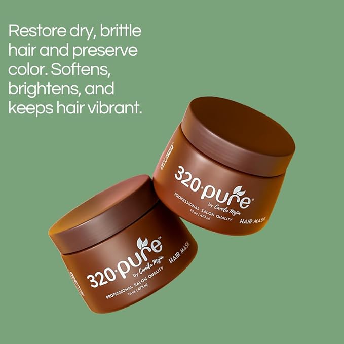 320Pure Hair Mask for Damaged Hair 16oz, Mascarilla para el cabello, Deep Conditioning Mask for Dry, Frizzy, Color-Treated & Curly, Hydrating Treatment for Growth & Repair