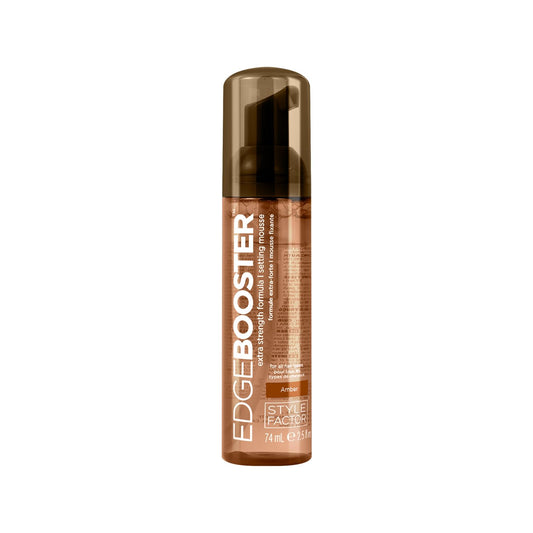 Style Factor EDGE BOOSTER Extra Strength Setting Mousse Travel Size – Frizz Control, Extra Volume, and Conditioning – 2.5oz Amber Mousse for Curly Hair