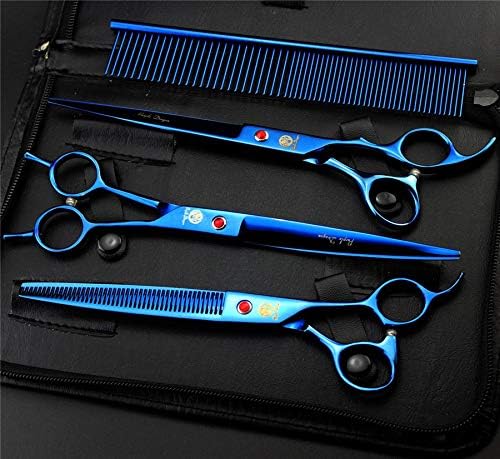 Purple Dragon 8.0 inch Dog Hair Cutting, Curved and Thinning Scissors Shear Pet Grooming Tool Kit