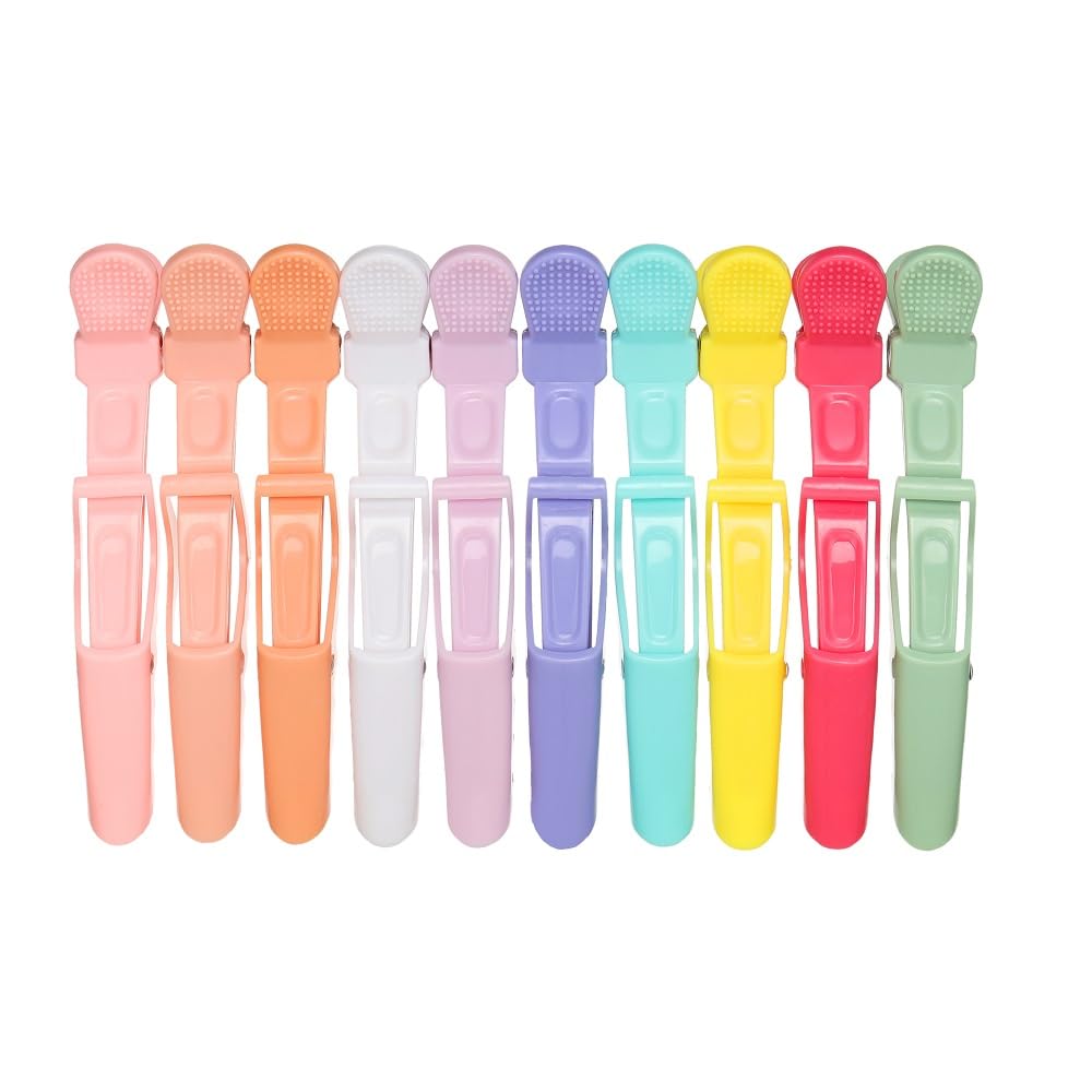 10pcs/set Multicolor Croc Clips Transparent Plastic Hairdresser Clips Hair Styling Sectioning Barrettes Professional Non Slip Alligator Clips Salon DIY Accessories Hairpins (10pcs-Multicolor)