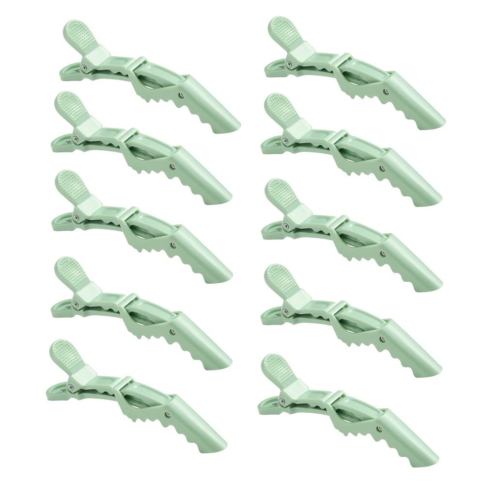 10pcs/set Croc Clips Transparent Plastic Hairdresser Clips Hair Styling Sectioning Barrettes Professional Non Slip Alligator Clips Salon DIY Accessories(10pcs-Avocado Green)