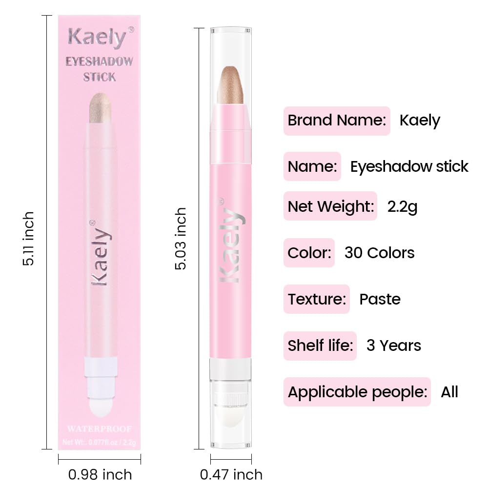 2-in-1 Cream Eyeshadow & Highlighter Stick, Waterproof Champagne Gold Shimmer Eye Shadow Pencil for Women, Long-Lasting Pigmented Makeup, sombras para ojos 21