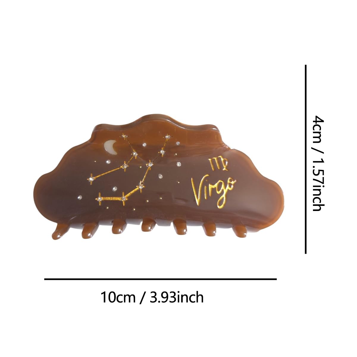 Fantasy Virgo Sign Hair Clips,Novelty Acetate Claw Clip,Zodiac Hair Clips for Women,Brown