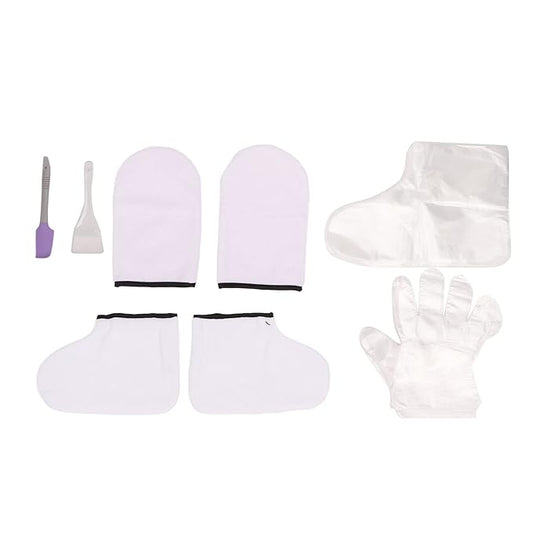 White Wax Bath Mitts Set for Hand and Feet, Wax Warmer Moisturizing Kit, Plastic Paraffin Wax Liners, Bath Wax Refill Socks and Gloves for Wax Machine