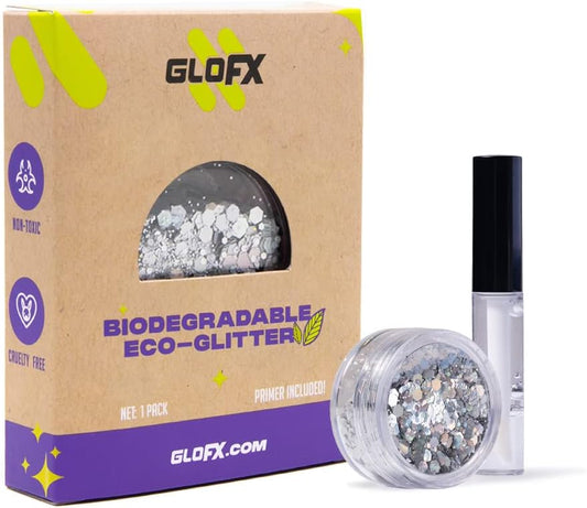 Silver Biodegradable Glitter Makeup | Plant Based, Eco Friendly, Hair Glitter, Face Glitter or Body Glitter | Cosplay, EDM, Music Festival and Rave Makeup Accessory | 5 Grams of Chunky Glitter