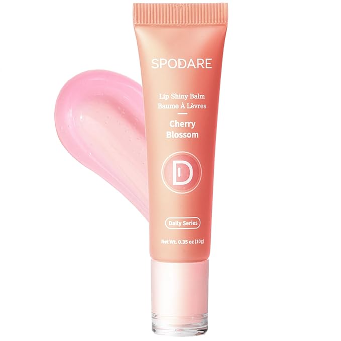 Lip Glowy Balm Cherry Blossom, Lip Staff enriched with Shea Butter, Wolfberry Extract & Hyaluronic Acid Complex, Gloss Finish - Light Weight with Shea Butter