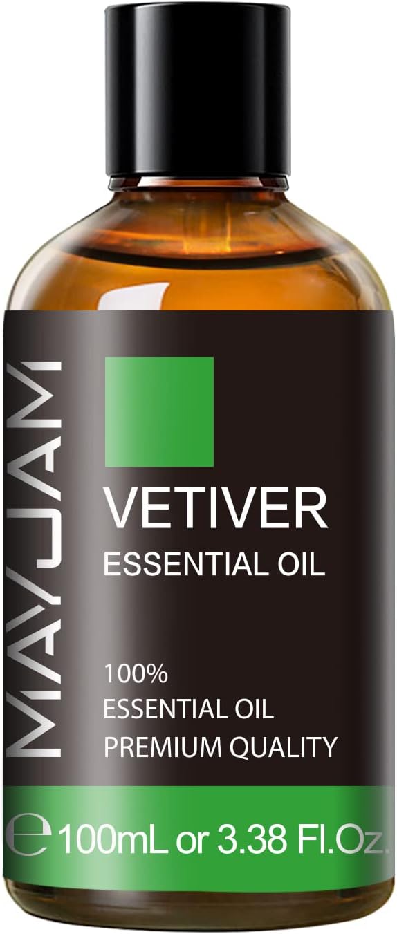 Premium Grade Vetiver Essential Oil - 100ML/3.38FL.OZ for Diffuser, Aromatherapy Oils for Candles, Soaps