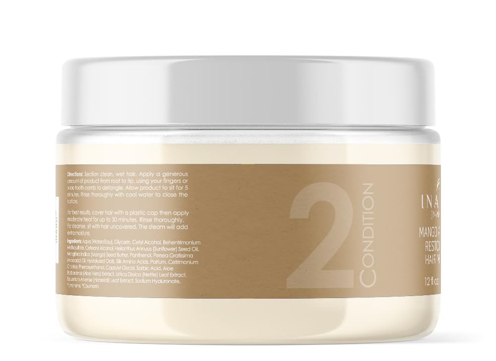 Inahsi Mango Avocado Restorative Hair Masque | Deep Conditioner for Men, Women & Kids with Curly Hair | Hair Products for Natural Curls - 12 oz | Made in the USA