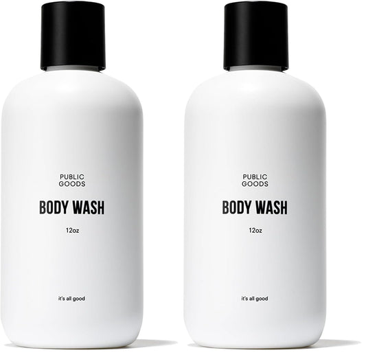 Public Goods Body Wash for Men and Women | Natural Soap for Bath & Shower | Body Scrub Made with Organic Essential Oils | Sulfate & Paraben Free | Vegan Friendly | 12 Fl Oz Bottle (Pack of 2)