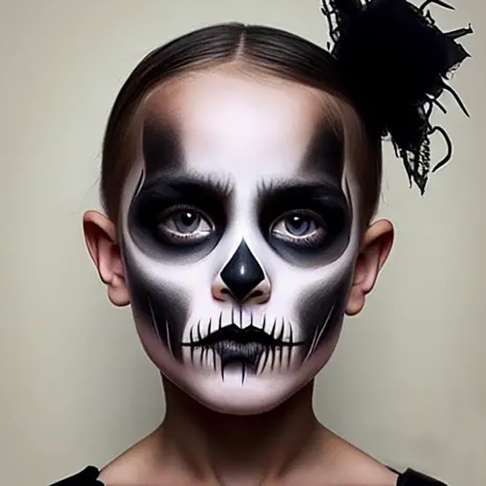 Mysense Black and White Face Body Paint Stick, Eye Black Stick for Sports Baseball Softball Football, Blendable Cream Facepaint for Halloween Costume Clown Skull Skeleton Cosplay Makeup