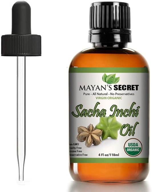 Mayan's Secret Pure Carrier and Essential oils for Skin Care, Hair, Body Moisturizer for Face-Anti Aging Skin Care (Sacha Inchi Oil Organic, 4oz)