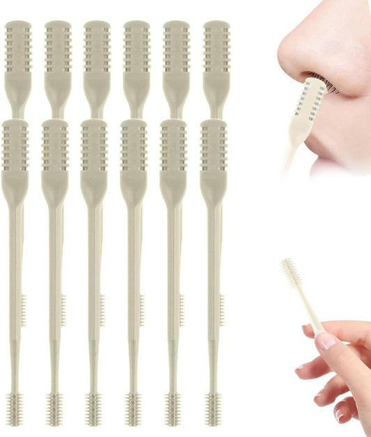 2025 Upgraded Nasal Hair Cutter, 2-in-1 Professional Nostril Hair Remover Tool, Sharp & Safe Double Sided Knife, 360° Rotating Nose Hairs Removal Trimmer Travel Essentials (Beige, 12PCS)