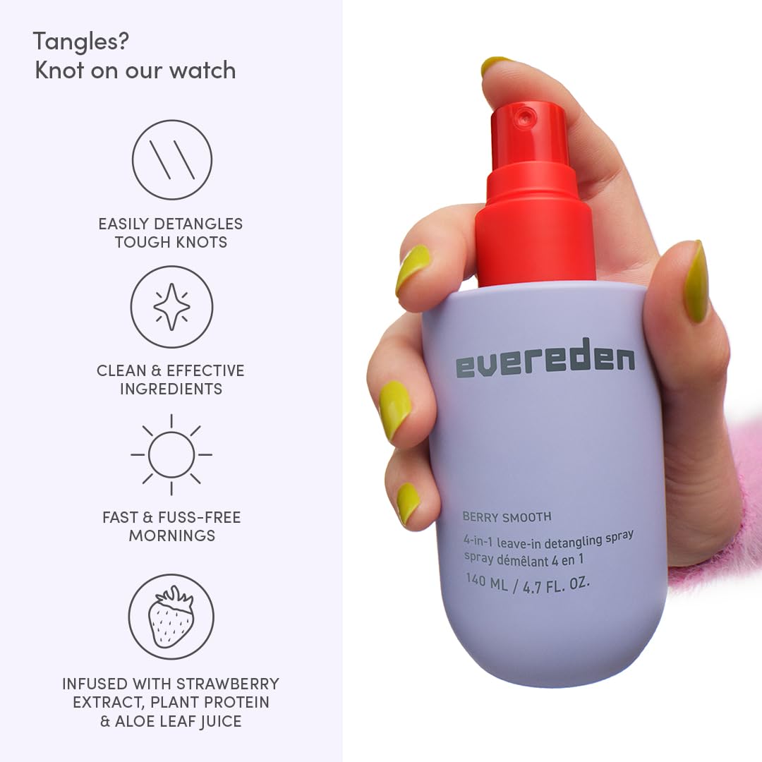 Evereden Kids Detangler Spray: 4-in-1 Leave-In Hair Spray | Detangle, Moisturize, & Protect | Easily Tackle Even the Toughest Knots | Clean & Vegan All types of Hair Product for Kids