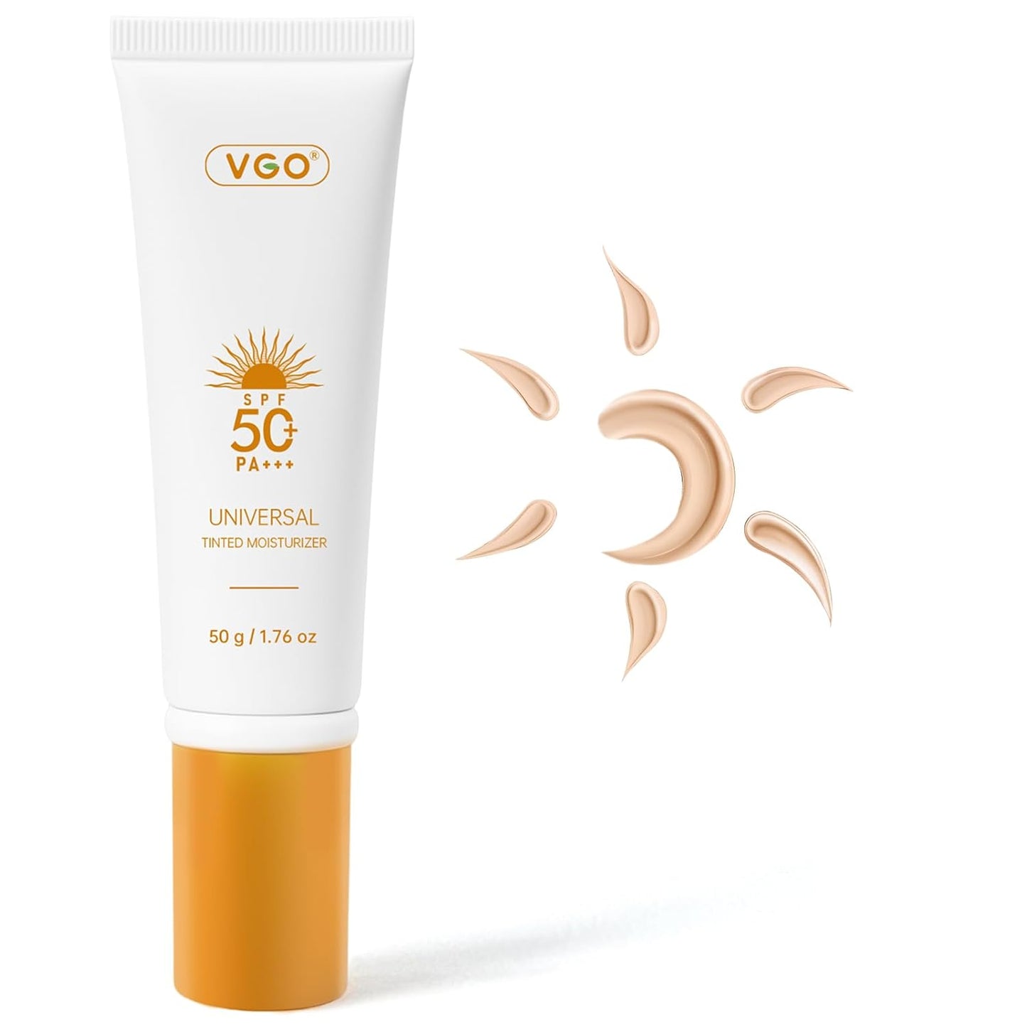 VGO Tinted Sunscreen for Face SPF 50, Tinted Moisturizer with SPF, Face Sunscreen for Women, Sweat Resistant Oil Free with No White Cast, 1.76oz