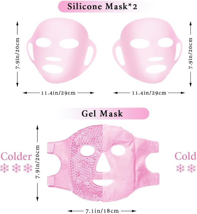 Cooling Eye Mask Face Mask and Eye Ice Roller Silicone Mask Covers 5Pack Beauty Skin Care Tools Set, Eye Mask for Dry Eyes Face Depuffer Wrinkles and Lifting