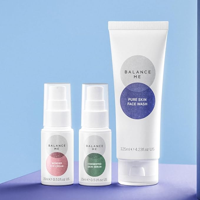 Balance Me Gift Set Complexion Perfection Trio Pure Skin Face Wash Wonder Eye Cream Congested Skin Serum Refreshed Bright Vegan Natural Care 1 each Complexion Perfection Set