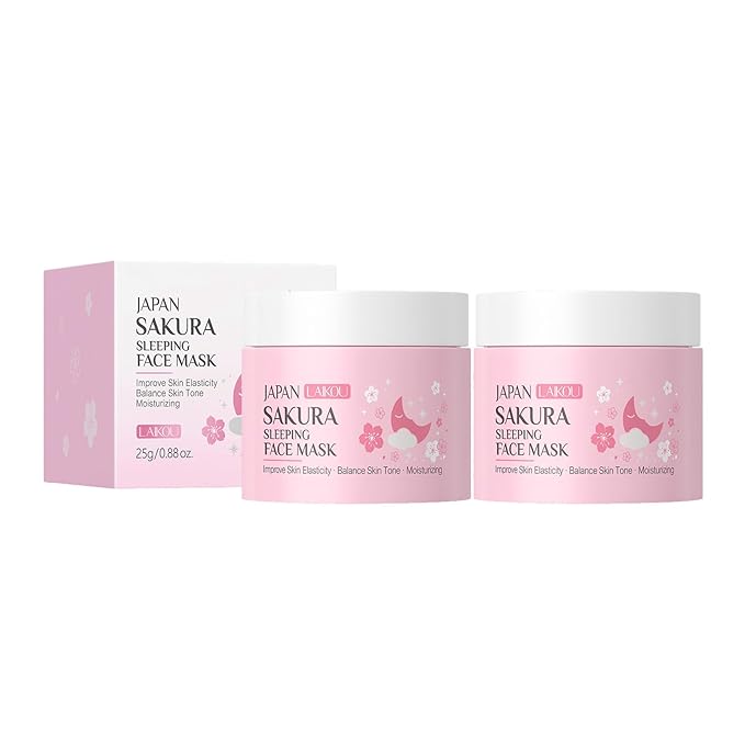 Sleeping Mask Hydrating Gel Mask 2 Packs JAPAN SAKURA Overnight Firming Jelly Face Mask - Deep Moisture & Repair, Non-Sticky, Elastic Skin (25g×2pcs)