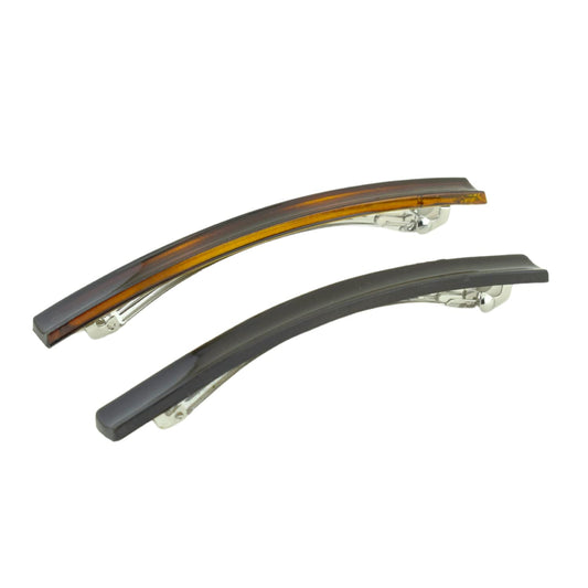 Parcelona French Long and Thin Large 4 1/4" Celluloid Automatic Hair Clip Barrette French Strong Hold Grip Hair Clips for Women No Slip Fashion Durable Styling Girls Hair Accessories, Made in France