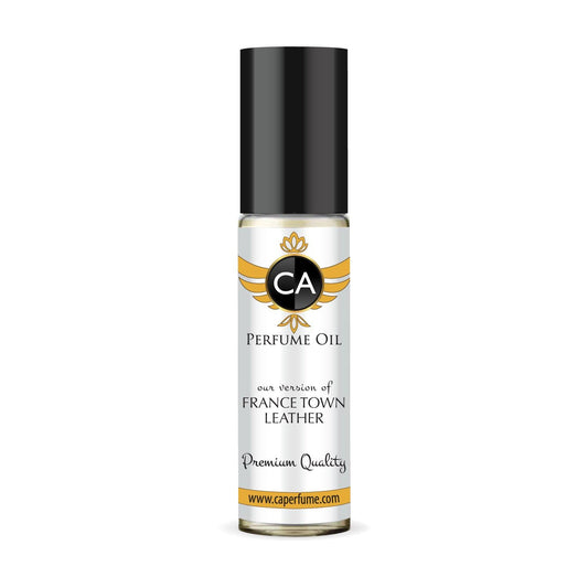 CA Perfume Impression of France Town Leather Unisex Fragrance Oil Leather Scent Long Lasting Perfumes for Women & Men Travel Size TSA Ready Mini Parfum Body Oil Roll-on 0.33 Fl Oz 10ml
