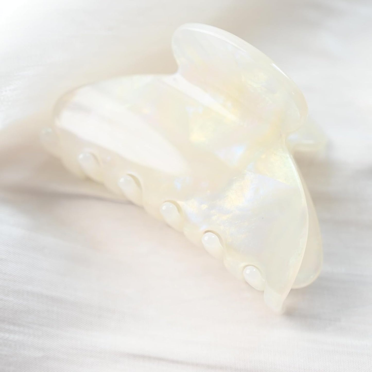 Handmade Celluloid Acetate French Design Barrettes Tortoise Shell Claws Hair Claw Luxury Fashion Accessories Hair Clip for Women (jade white)