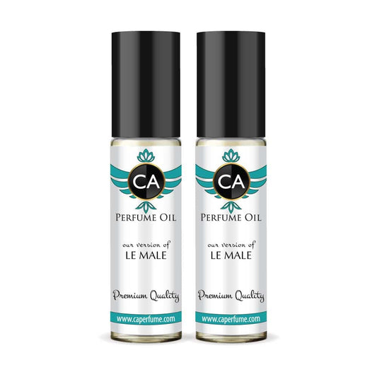 CA Perfume Impression of Le Male for Men Eau De Parfum Amber Fougere Scent Long Lasting Cologne for Men Travel Size TSA Ready for Day and Night Wear 0.33 Fl Oz 10ml (Pack of 2)