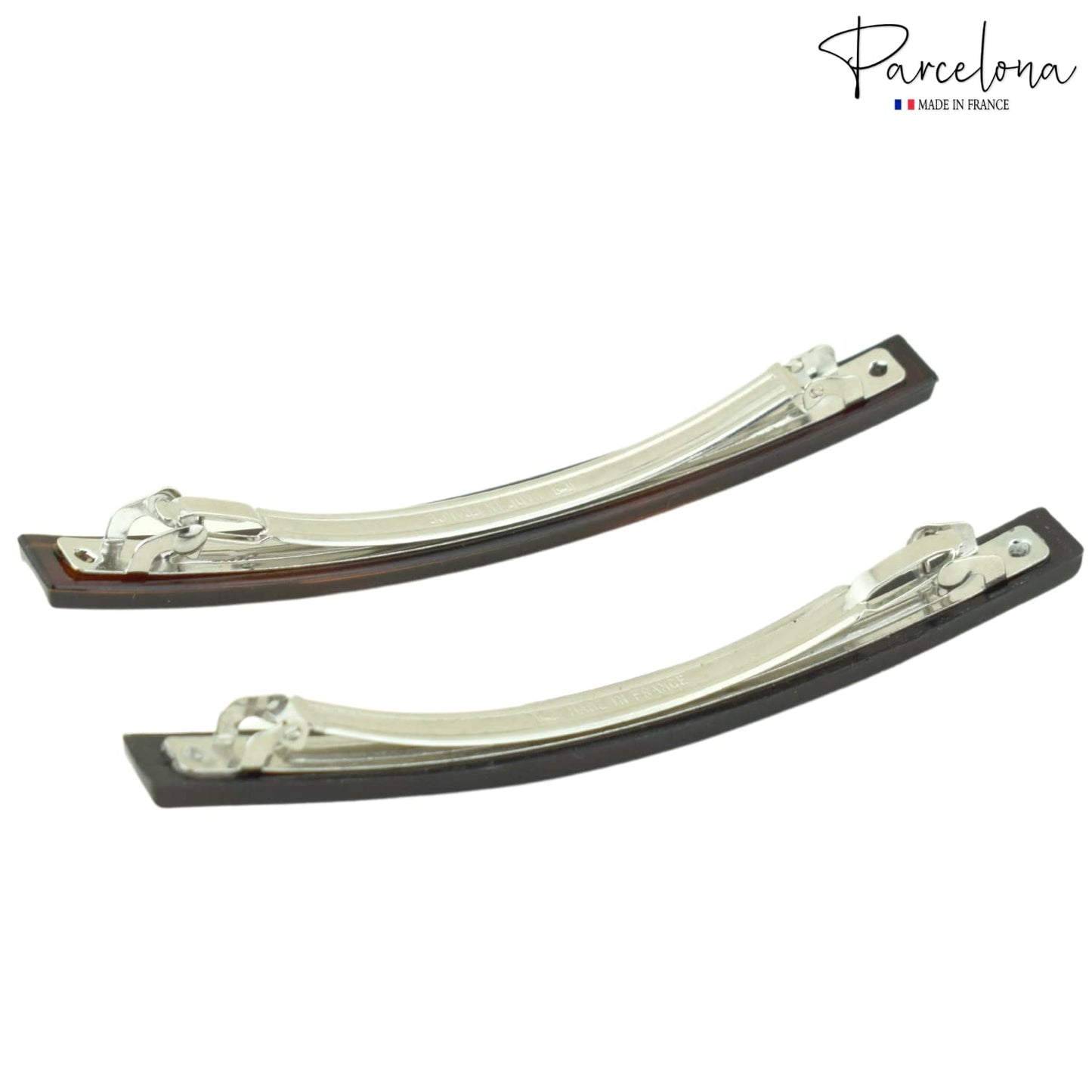 Parcelona French Long and Thin Large 4 1/4" Celluloid Automatic Hair Clip Barrette French Strong Hold Grip Hair Clips for Women No Slip Fashion Durable Styling Girls Hair Accessories, Made in France