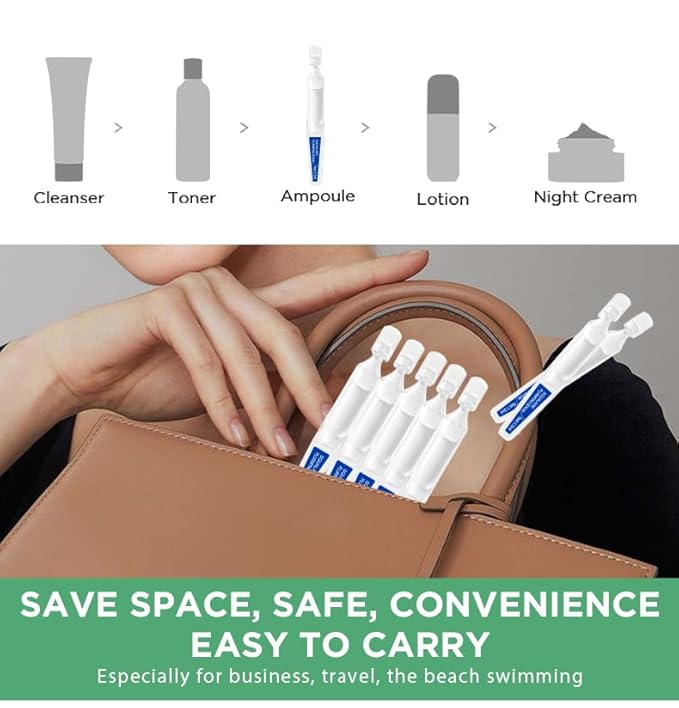 Squalane Serum for Face # 15 Pcs/Box, with Vitamin E, Vitamin B5 and Vitamin A derivative, Moisturizing Serum Soft Ampoules to Smooth Dry and Sensitive Skin