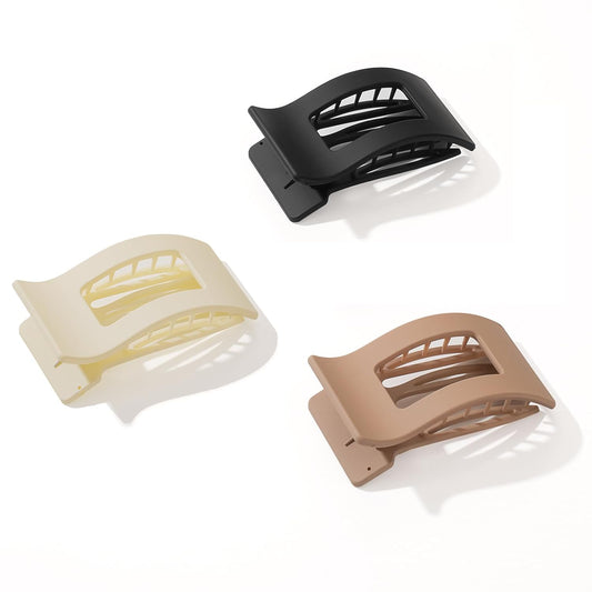 3Pcs Hair Claw Clips，Flat Hair Clips for Women Girls，French Duck Billed Hair Jaw Claw Clip, Non Slip Grip for Daily Styling Tortoise (matte finish)