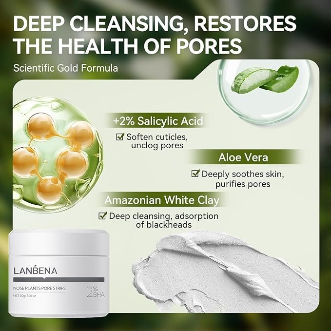 LANBENA Blackhead Remover Nose Pore Strips for Face, 2.0 Upgraded Deep Cleansing Peel off Mask Nose Strips Skincare for All Skin (1.06 Oz/30g) - 60pcs Strips (White+Black)