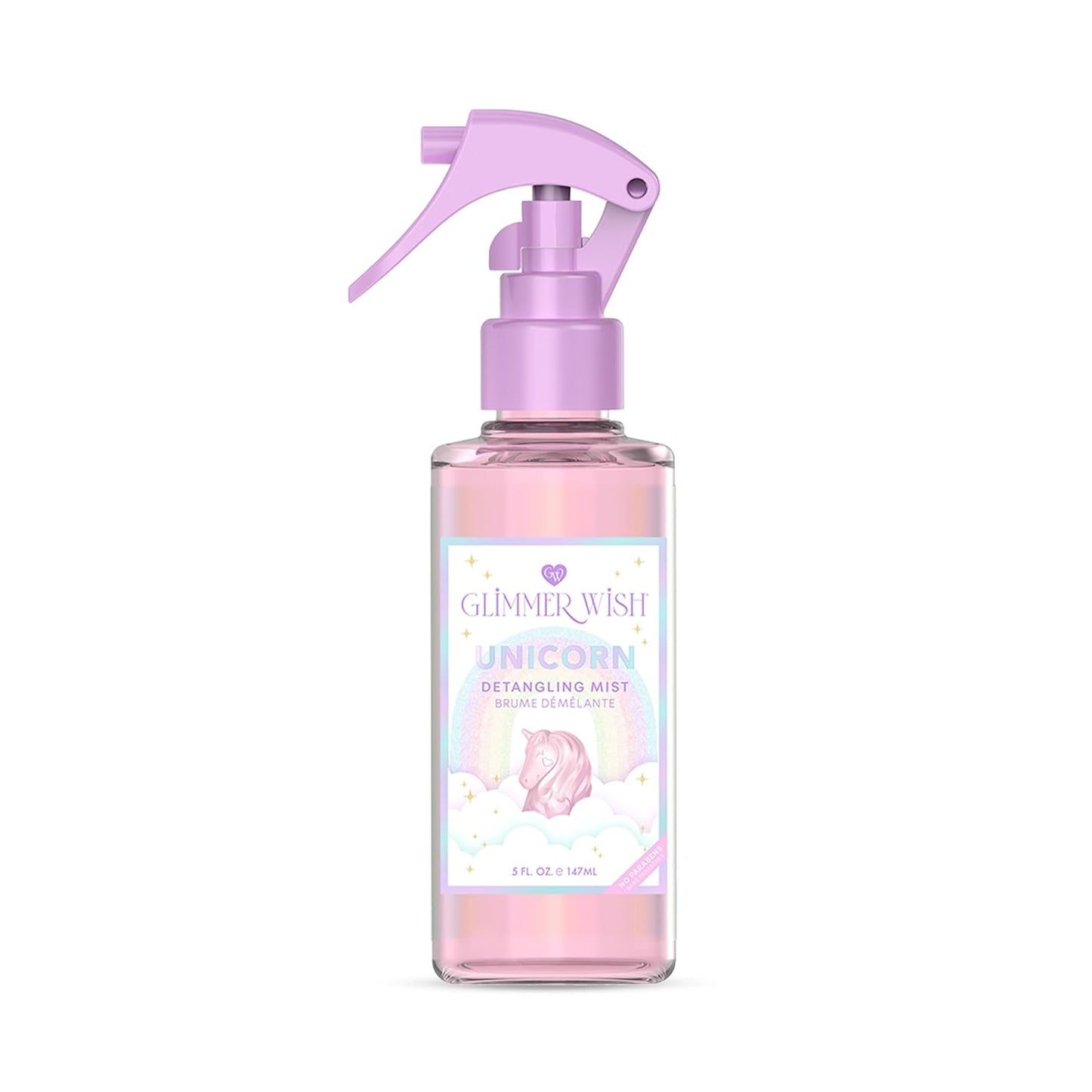Glimmer Wish Unicorn Hair Detangler Spray – Leave-In Conditioner for Kids & Women, Tangle-Free Detangling Mist, 5 fl oz
