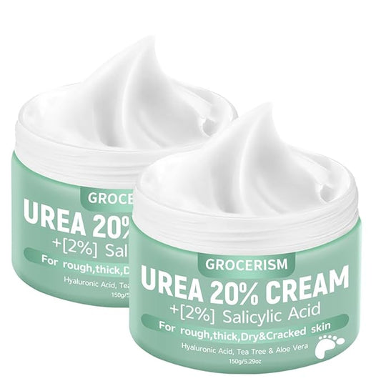 2 Packs Urea Cream 20% Plus 2% Salicylic Acid 5.3oz || Foot Cream Maximum Strength with Hyaluronic Acid, Tea Tree and Aloe Vera for Deep Moisturizes, Callus Remover and Soften