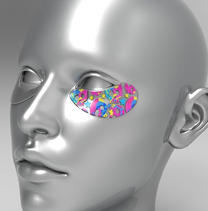 Black Wings 6 Pairs Silicone Eye Patches with Self-Adhesive Design - Cute Bear & Rabbit Inspired Eye Care Patches (love 6 pairs)