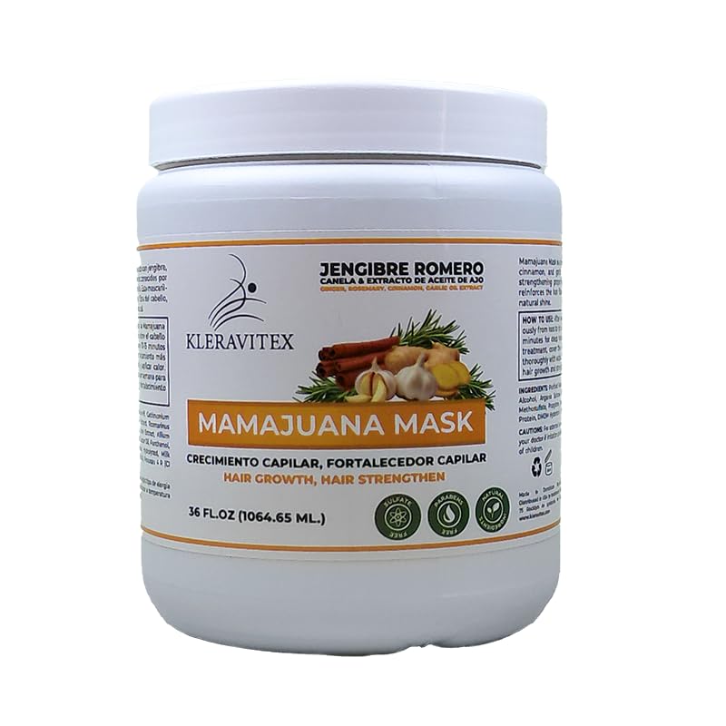 Mamajuana Hair Mask - Deep Treatment with Ginger, Rosemary, Cinnamon & Garlic Oil Extract - Hair Mask for Dry Damaged Hair and Growth, Paraben & Sulfate Free Hair Treatment (36 OZ)
