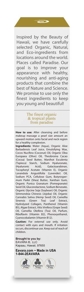 Organic Face Moisturizer Cream with Collagen Peptides and Hyaluronic Acid Anti Aging Moisturizing Face Lotion For Women And Men Award Winning Paraben Free for Anti Wrinkle Skin with Shea and Jojoba