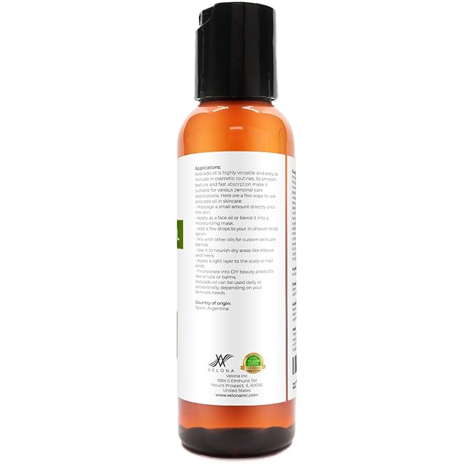 velona Avocado Oil 2 Fl Oz | 100% Pure and Natural Carrier Oil | Expeller-Pressed | Hair, Body and Skin Care | Use Today - Enjoy Results