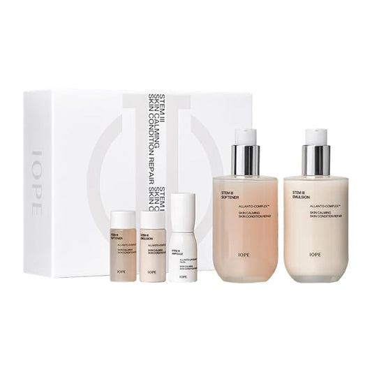 IOPE STEM III Skin Care Gift Set | Korean Timeless Skincare for Daily Uses, Intense Anti-Aging Face Toner & Lotion & Serum with Hyaluronic Acid, Kit for Hydration and Moisture Barrier Strength